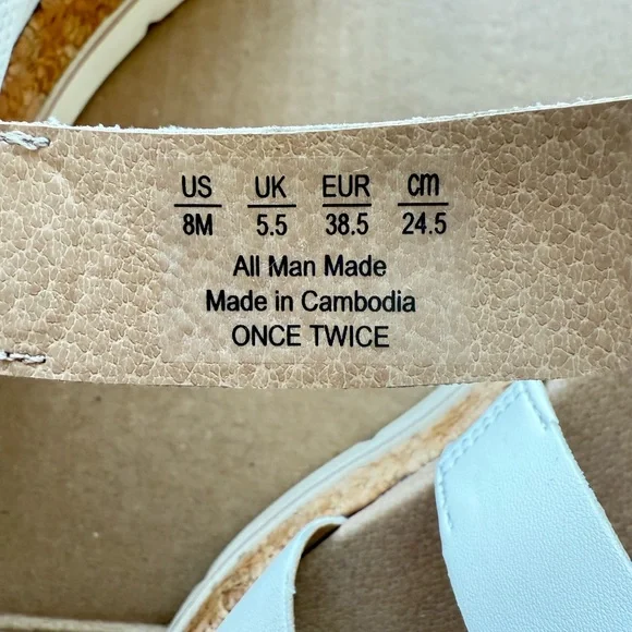 Dr. Scholl's White and Brown Sandals with Cork Sole - Picture 6 of 9